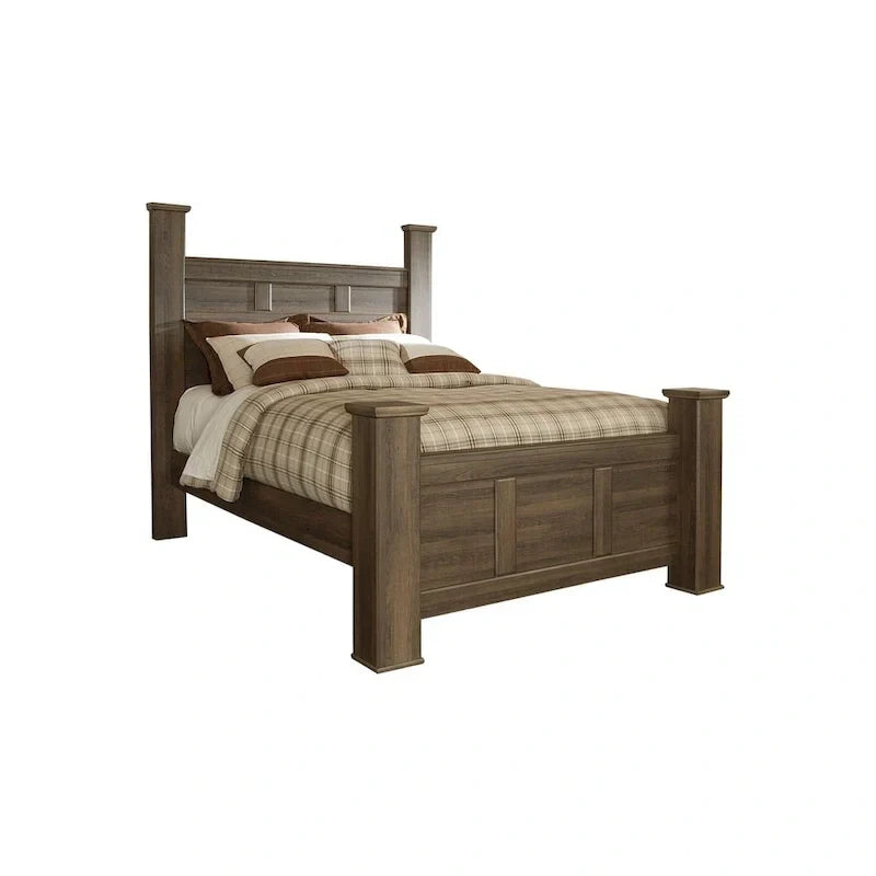 Farmhouse Poster Bed with Wooden Frame and Panel Headboard - image 2