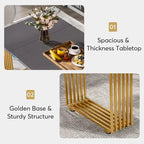 Modern Dining Table with Rectangular Top and Metal Base for 6 to 8 Seating - image 19