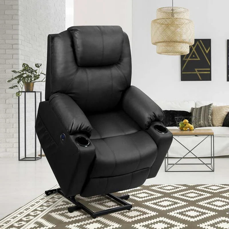 Electric Power Lift Recliner, Leather Massage Reclining Sofa, Elderly Lift Chair with Lumbar Heating & 8 Vibrating Nodes, Cup Holder, USB Port - image 17