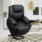 Electric Power Lift Recliner, Leather Massage Reclining Sofa, Elderly Lift Chair with Lumbar Heating & 8 Vibrating Nodes, Cup Holder, USB Port - image 17