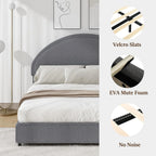 4 EVER WINNER Queen Size Bed Frame, Boucle Upholstered Bed Frame with Headboard, White Queen Bed Frame, White - image 12