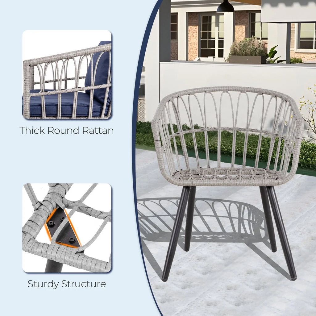 Ainfox 7 Pcs Outdoor Patio Furniture Sofa Set on Sale, Grey Rattan Grey Cushion - image 65