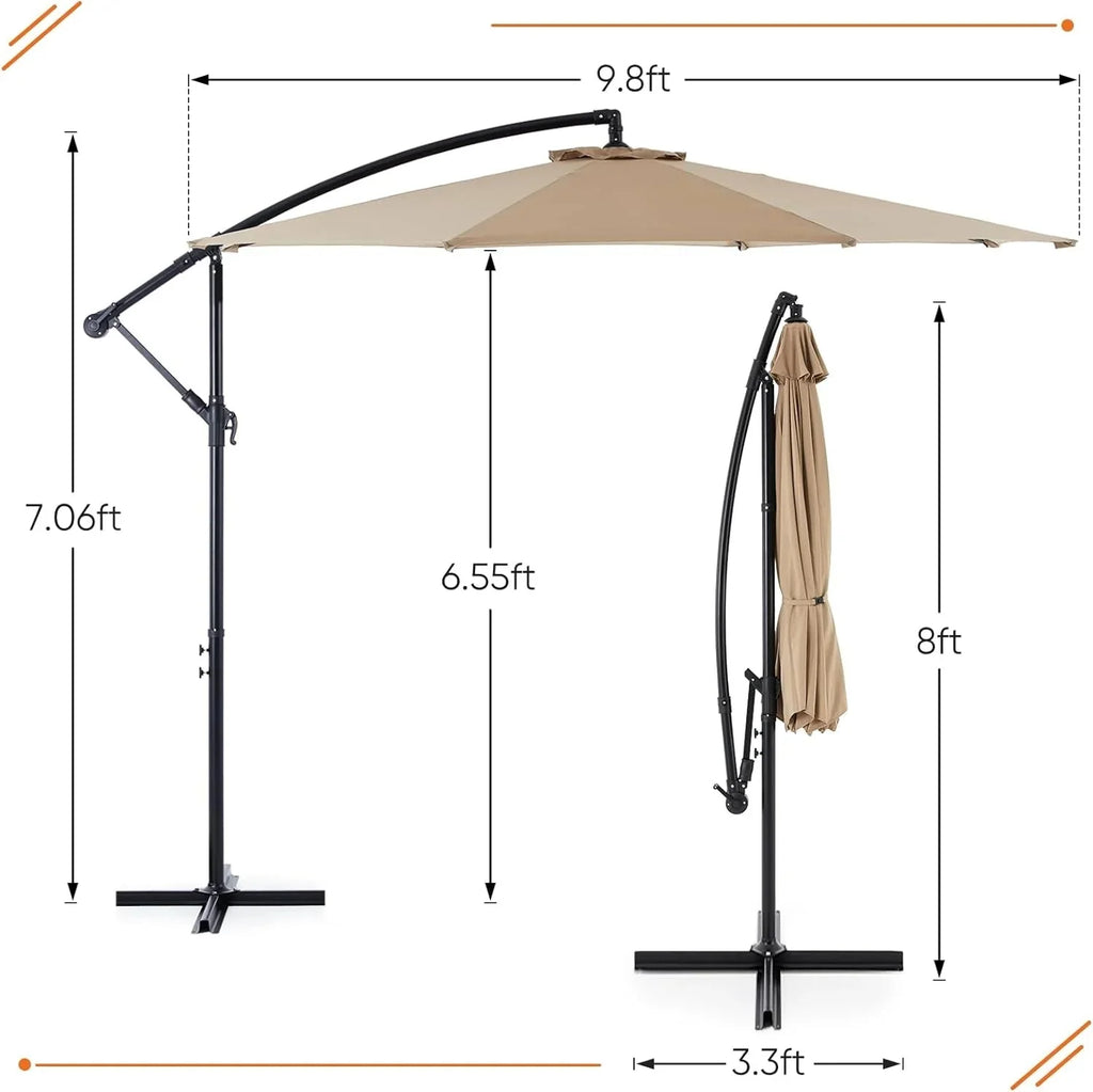 9.8FT Offset Patio Umbrella Hanging Cantilever Umbrella Outdoor Sun Shade with Easy Tilt Adjustment, 8 Ribs, UV Protection for Backyard, Lawn, Garden and Pool, Blue - image 12