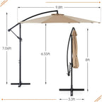 9.8FT Offset Patio Umbrella Hanging Cantilever Umbrella Outdoor Sun Shade with Easy Tilt Adjustment, 8 Ribs, UV Protection for Backyard, Lawn, Garden and Pool, Blue - image 12