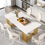 Modern Dining Table with Rectangular Top and Metal Base for 6 to 8 Seating - image 3
