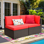 Devoko 5 Pieces Patio Furniture Sets All Weather Outdoor Sectional Patio Sofa Manual Weaving Wicker Rattan Patio Seating Sofas with Cushion and Glass Table(Beige) - image 24