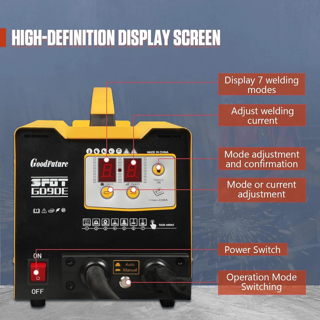 Vehicle Panel Spot Puller Dent Spotter 110V, 3500A Spot Dent Puller Welder, 3KW Car Body Stud Welding Machine Multispot Bonnet Door Repair Tool Kit - image 13