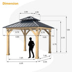 10 x 10 FT Outdoor Patio Hardtop Gazebo with Wood Frame & 2-Tier Metal Roof, All-Weather Gazebo Pergolas Shelter - image 6