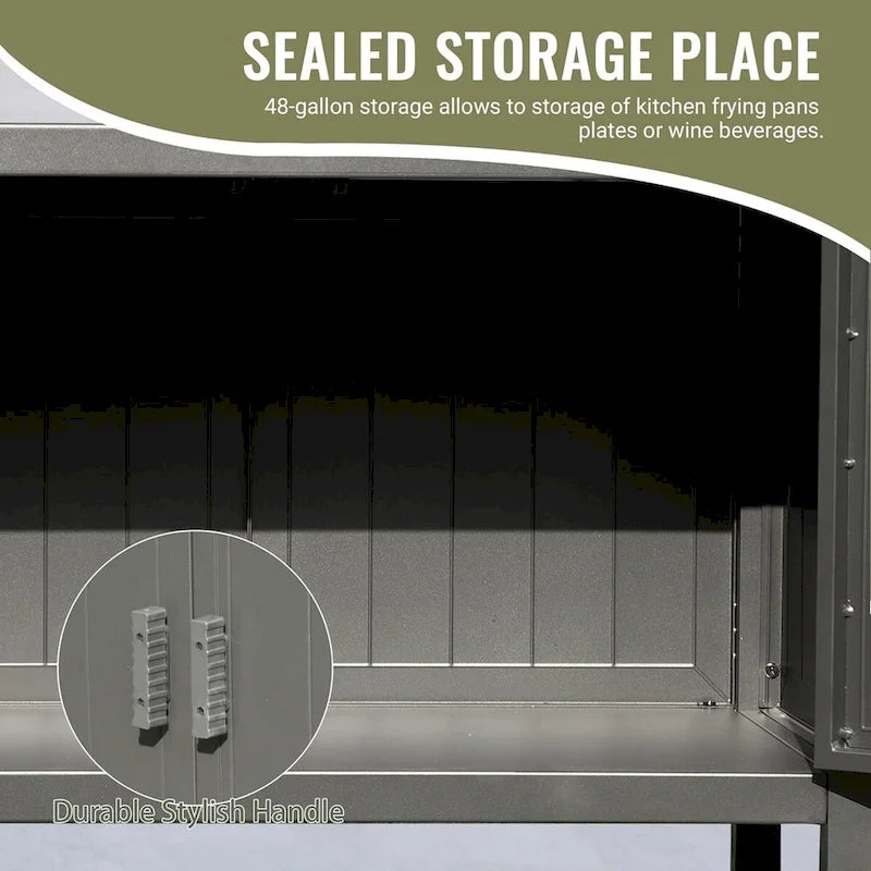 Freestanding Outdoor Kitchen Island with Storage and Prep Table - Grill Storage Cabinet - image 5