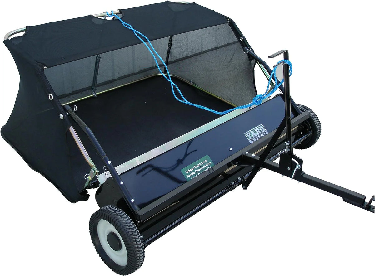 Yard Tuff 42 Inch Quick Assembly Tow Style Lawn Yard Sweeper with Brush Height Adjustment and Mesh Bag for Debris, Leaves, Grass, and More - image 1