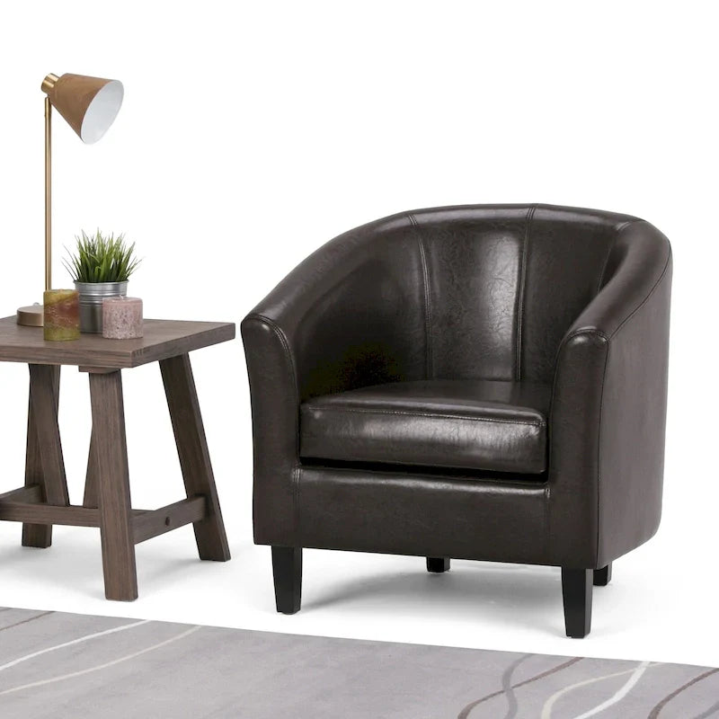 Modern Tub Accent Chair with Upholstered Seat and Wooden Legs - image 2