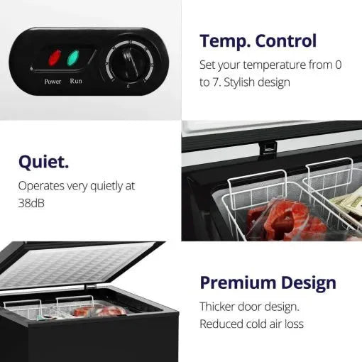 Northair 3.5 Cu Ft Chest Freezer, Black – Quiet Compressor, 2 Removable Baskets, 7 Temp Settings - image 6