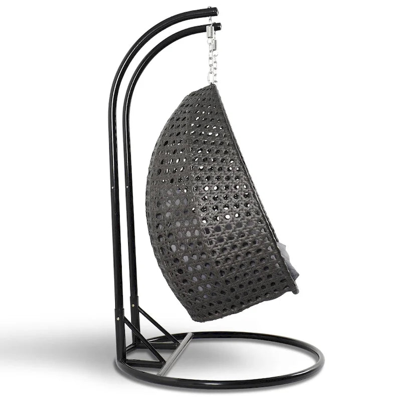 LeisureMod 2 Person Hanging Egg Chair with Stand - Outdoor/Indoor Rattan Wicker Patio Swing Hammock Lounger with Cushions - image 25