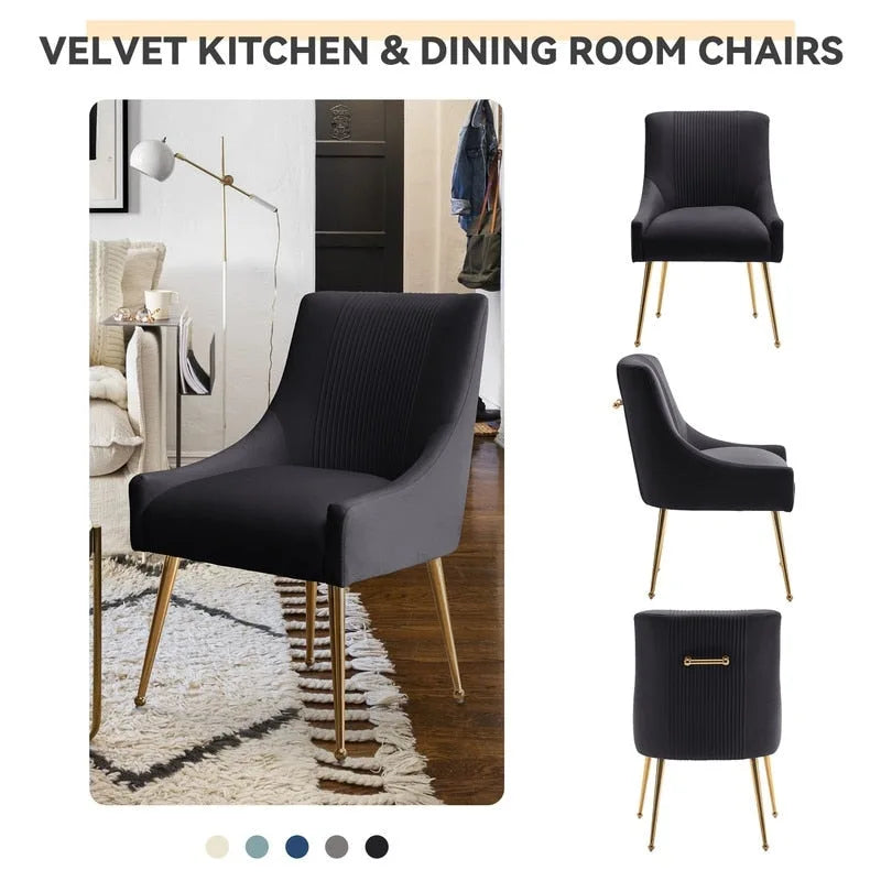 SEYNAR Set of 6 Modern Glam Boucle Velvet Dining or Vanity Chairs with Rear Handle - image 24