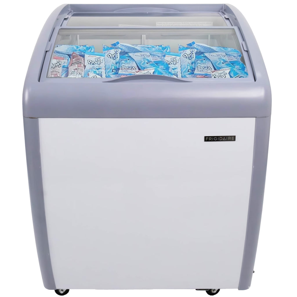 Frigidaire Commercial Chest Freezer for Ice Cream and Frozen Foods, Glass Top Display Storage Case, 4 Cu. Ft. Bin, Rolling Caster Wheels, Adjustable Temperature, Energy Efficient Cooling - image 1
