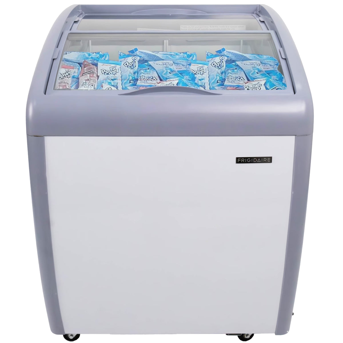 Frigidaire Commercial Chest Freezer for Ice Cream and Frozen Foods, Glass Top Display Storage Case, 4 Cu. Ft. Bin, Rolling Caster Wheels, Adjustable Temperature, Energy Efficient Cooling - image 1