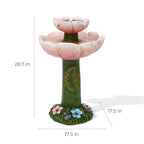 Luxenhome Solar Powered Pink Flower 2 - Tier Resin Birdbath Fountain with Lights - image 6
