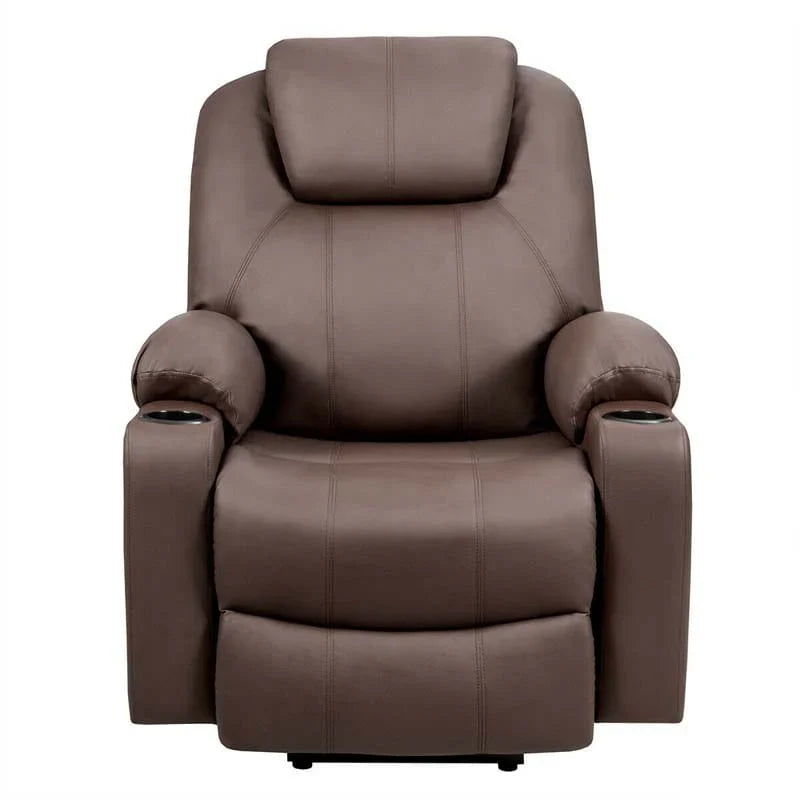 Electric Power Lift Recliner, Leather Massage Reclining Sofa, Elderly Lift Chair with Lumbar Heating & 8 Vibrating Nodes, Cup Holder, USB Port - image 5
