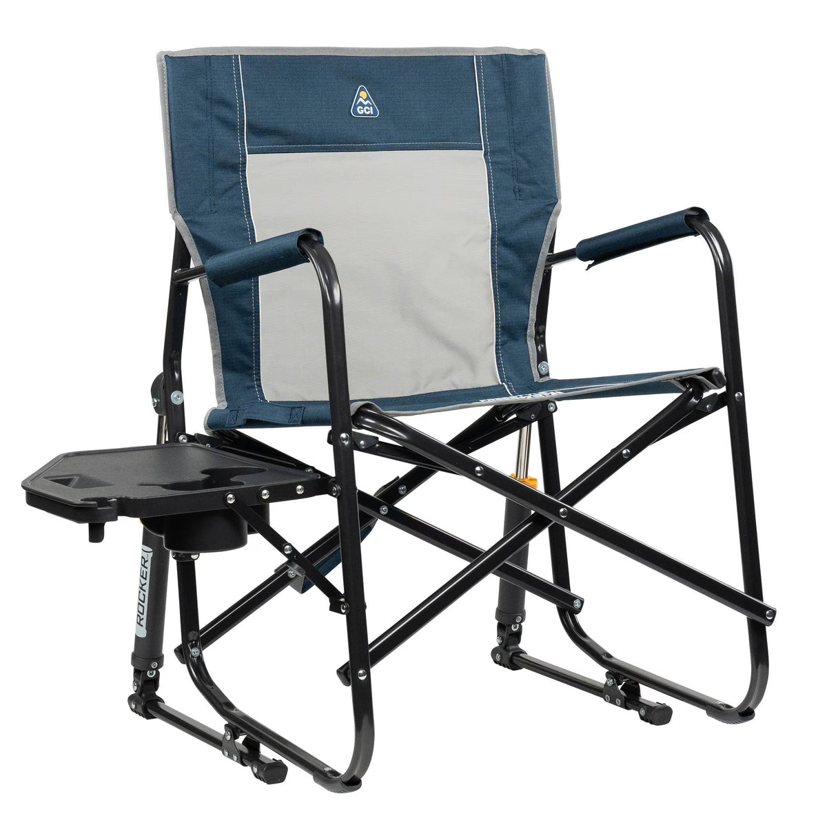 GCI Outdoor Freestyle Rocker with Side Table Foldable Rocking Camp Chair, Heathered Pewter - image 3