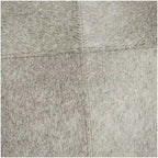 Gray Leather Patchwork Living Room Stool with Silver Metal Base - Roche River Decor - image 7