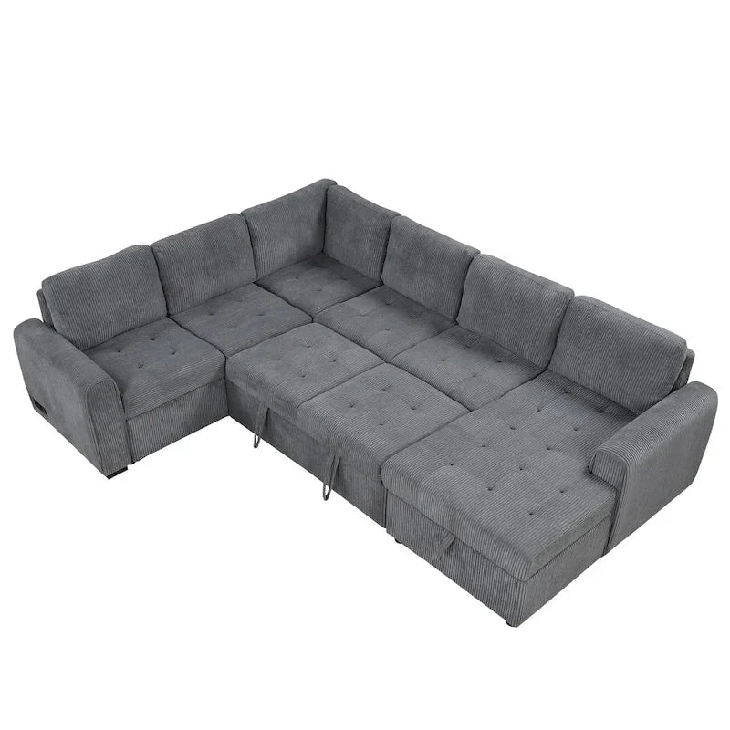 Roomfitters U-Shaped Sectional Sofa with Pull-Out Bed, Storage Chaise Lounge, and Integrated Charging Ports for Living Room - image 21