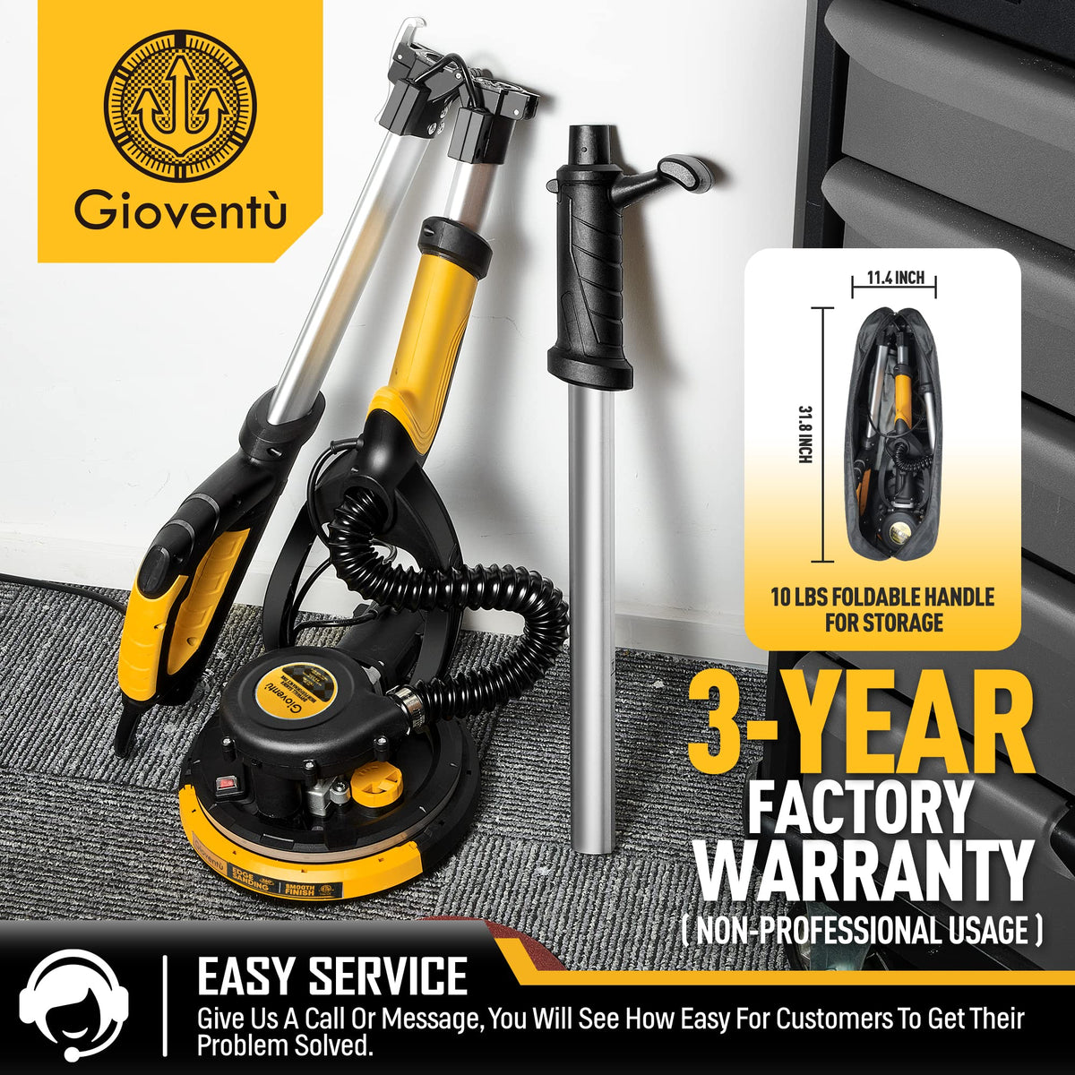 Giovent Electric Drywall Sander with Vacuum for Popcorn Ceiling - image 2