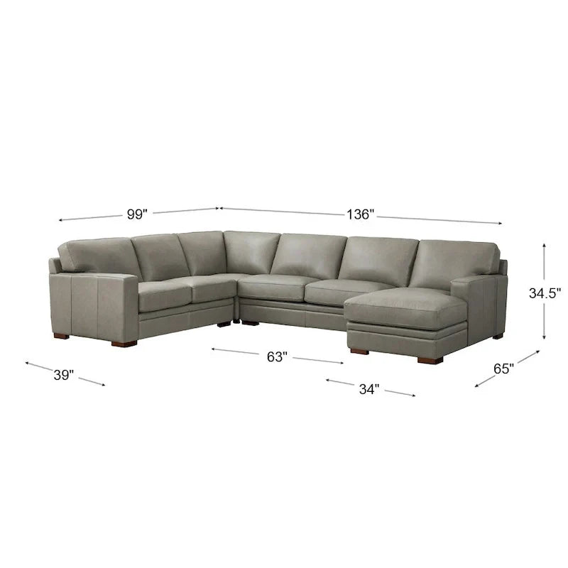 Hydeline Dillon Right-Facing Sectional Sofa with Chaise in Top Grain Leather - image 19