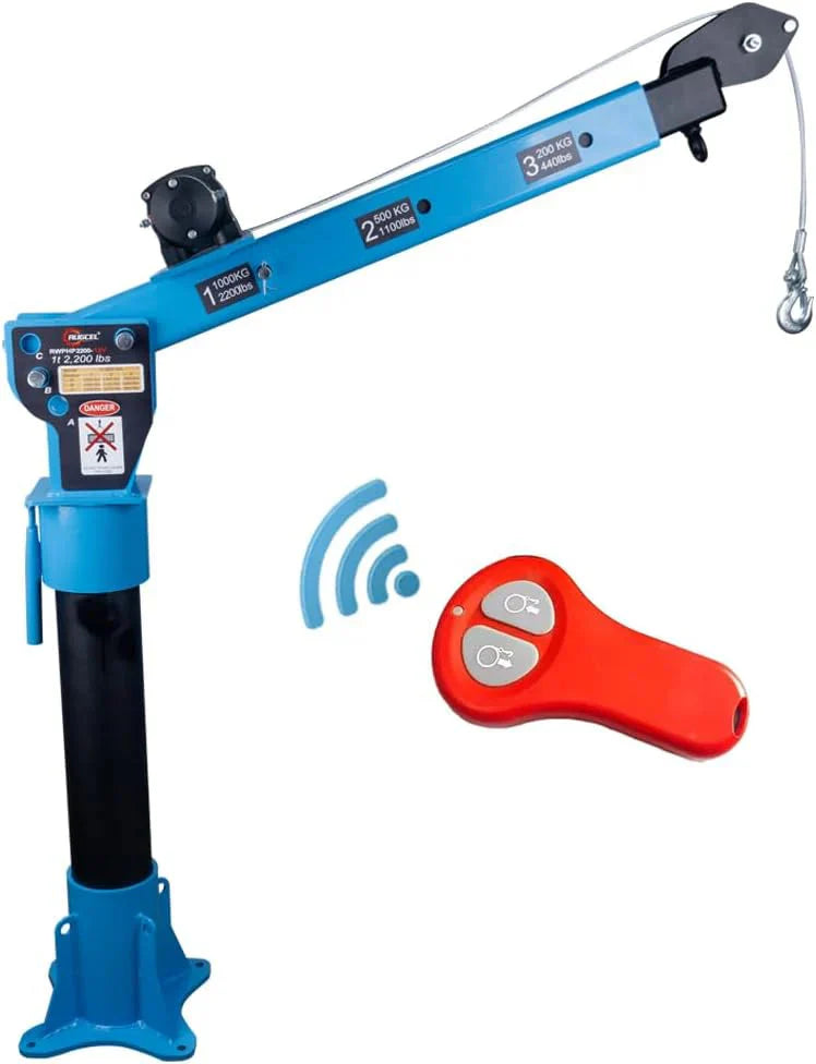 Pismire Winch Versatile 0.5T Folding Truck-Mounted Bed Crane Hoist Lift Pickup with Electric Winch 3500 lb 12V, Painted Steel 1100 lb Pickup 360 Swivel Base - image 2