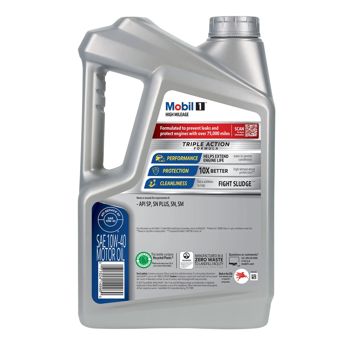 Mobil 1 High Mileage Full Synthetic Motor Oil 10W-40, 5 Quart (Pack of 3) - image 4