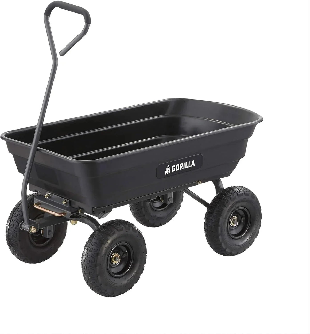 Heavy Duty Poly Utility Dump Wagon Garden Cart w/Pneumatic Tires, 6 Cu Ft - 1200 lb Capacity Outdoor Wheelbarrow for Yard, Landscaping & Gardening, Lawn Tractor or ATV Towable-Gorilla Carts - image 3