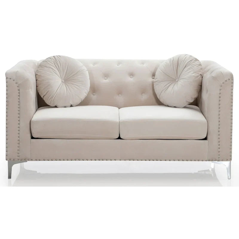 Velvet Button-Tufted Pompano Loveseat - image 43