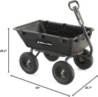 Heavy Duty Poly Utility Dump Wagon Garden Cart w/Pneumatic Tires, 6 Cu Ft - 1200 lb Capacity Outdoor Wheelbarrow for Yard, Landscaping & Gardening, Lawn Tractor or ATV Towable-Gorilla Carts - image 8