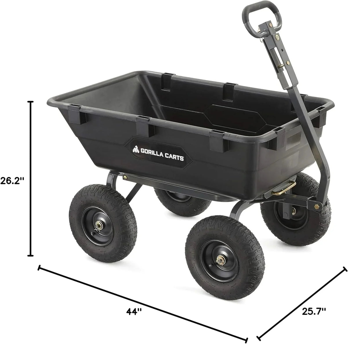 Heavy Duty Poly Utility Dump Wagon Garden Cart w/Pneumatic Tires, 6 Cu Ft - 1200 lb Capacity Outdoor Wheelbarrow for Yard, Landscaping & Gardening, Lawn Tractor or ATV Towable-Gorilla Carts - image 8