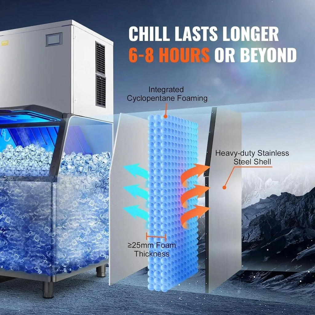 VEVOR Commercial Ice Maker, 360LBS/24H Ice Making Machine with 330.7LBS Large Storage Bin - image 5