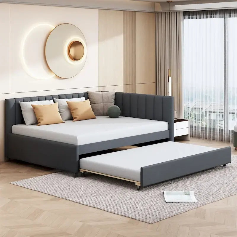 Merax Upholstered Full-Size Daybed with Trundle Feature - image 2