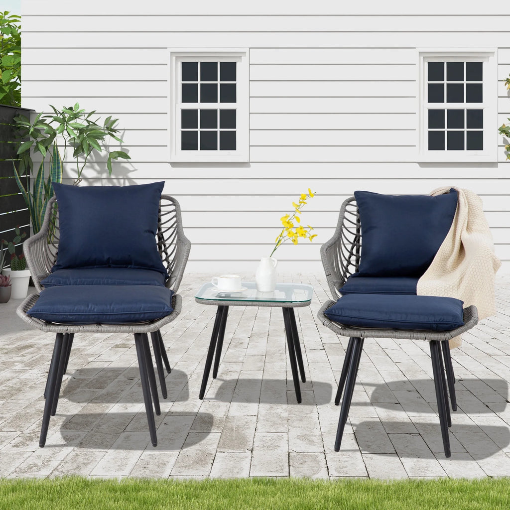 Ainfox 7 Pcs Outdoor Patio Furniture Sofa Set on Sale, Grey Rattan Grey Cushion - image 41