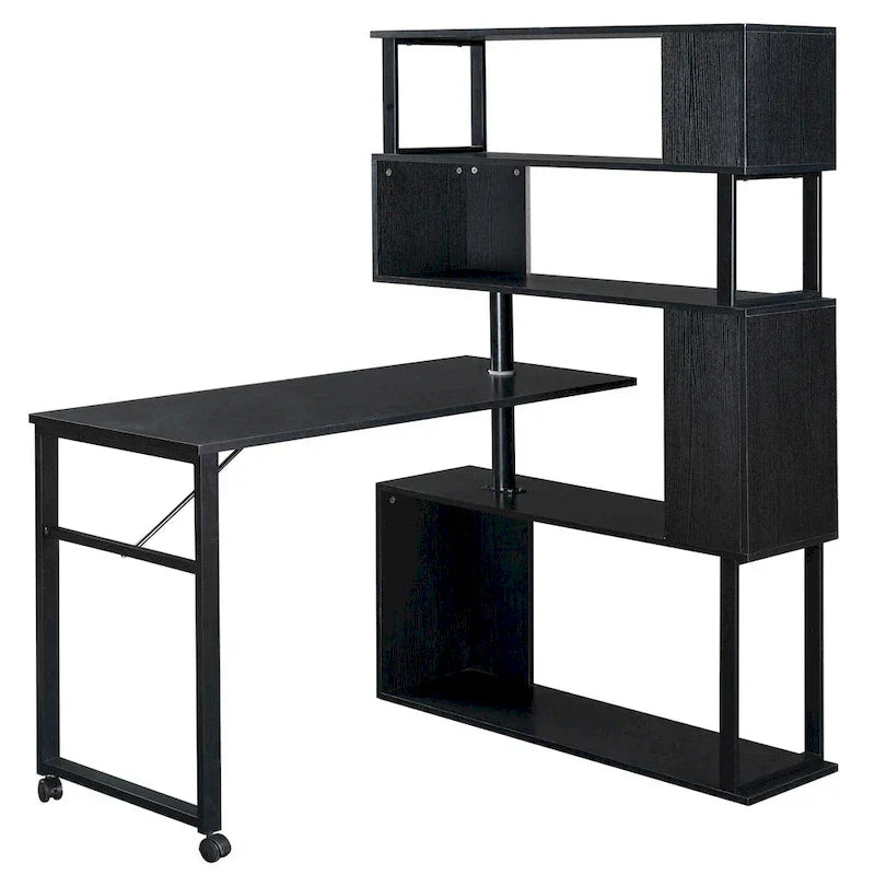 Modern Computer Desk with 5-Tier Shelves – Space-Saving Rotatable Workstation - image 11