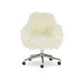 Amber Off-White Faux Fur Executive Chair - image 2