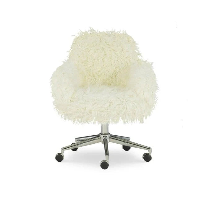 Amber Off-White Faux Fur Executive Chair - image 2