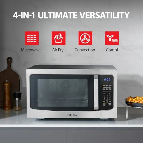 Toshiba Air Fryer Combo 4 in 1 Countertop Microwave Oven, Smart Sensor, Convection, Mute Function, Position Memory 13.6" Turntable, 1.5 Cu Ft, 1000W, Silver, ML EC42P(SS): Home & Kitchen - image 3