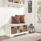 Crosley Brennan White Wooden Entryway Storage Bench - image 2
