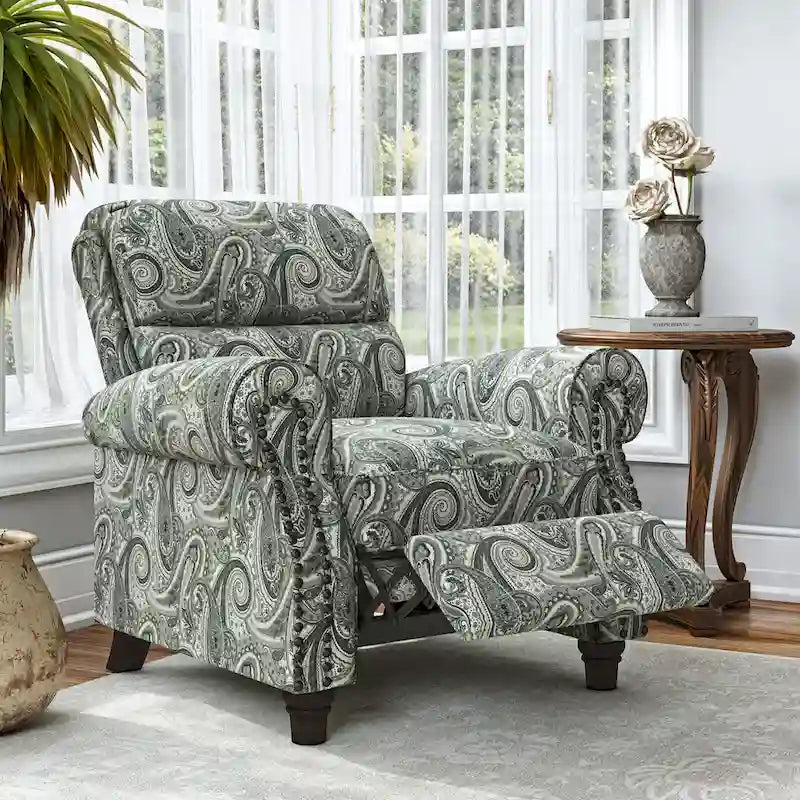 Push Back Recliner Chair with Padded Cushion and Solid Wood Legs - image 5