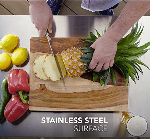 Unity Portable Outdoor Table and Storage Cabinet with Hooks for Grill Accessories-Stainless Steel Top for Patio Kitchen Island or Bar Cart, Espresso Brown - image 6