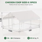 Large Walk-in Metal Chicken Coop with Run, Solar Light, UV Cover - image 6