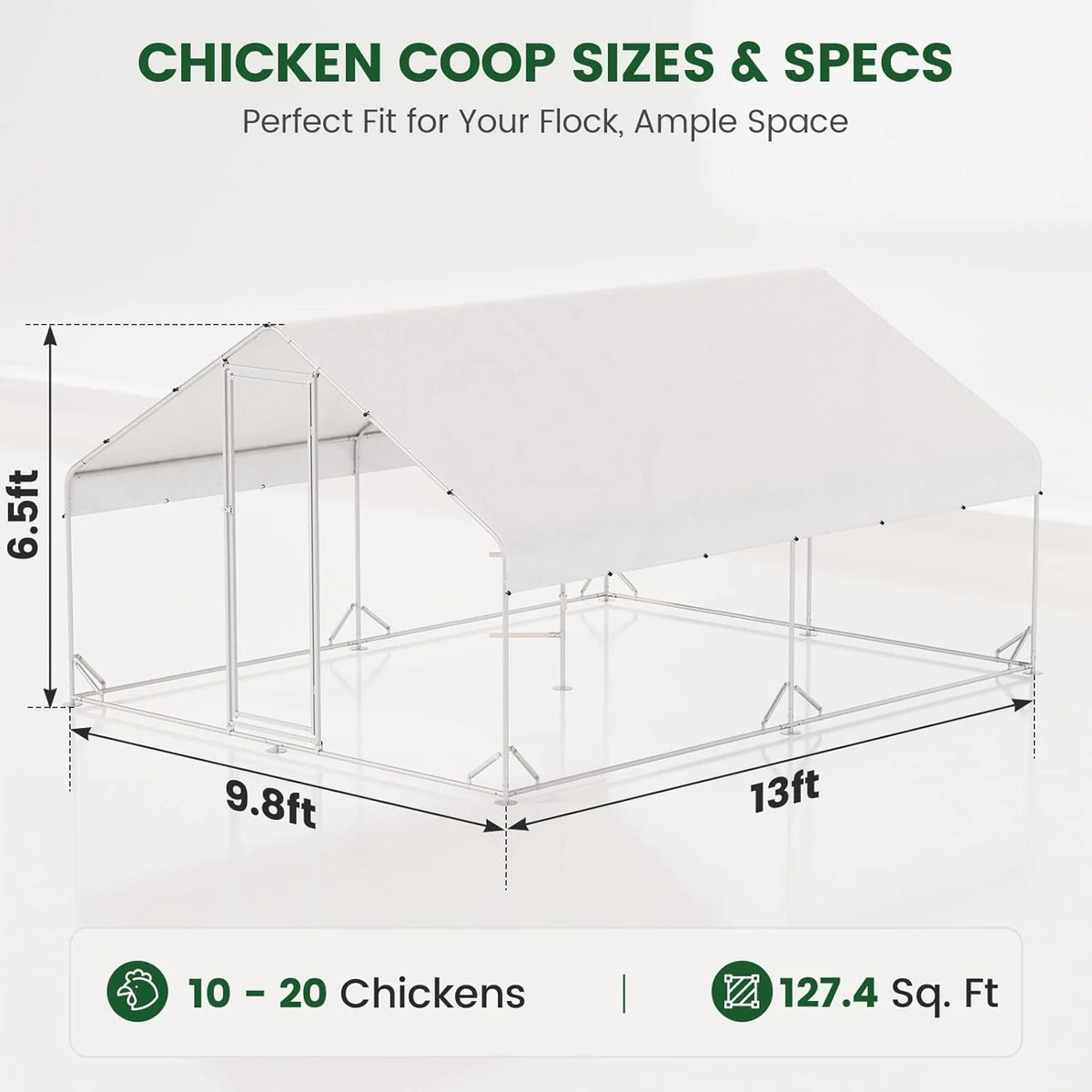 Large Walk-in Metal Chicken Coop with Run, Solar Light, UV Cover - image 6