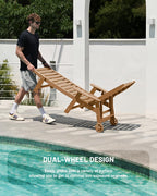 Lounge Chair Outdoor, Chaise Lounge, HDPE 6-Position Outdoor Chaise Lounge, Patio Lounge Chair with Wheels & Cup Holder for Pool Poolside Deck Backyard, Teak - image 26