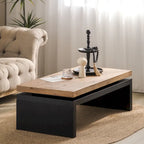 Versatile 2-Tier Coffee Table in Black and Natural Wood for Living Room - image 3