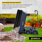 Heavy Duty Poly Utility Dump Wagon Garden Cart w/Pneumatic Tires, 6 Cu Ft - 1200 lb Capacity Outdoor Wheelbarrow for Yard, Landscaping & Gardening, Lawn Tractor or ATV Towable-Gorilla Carts - image 28