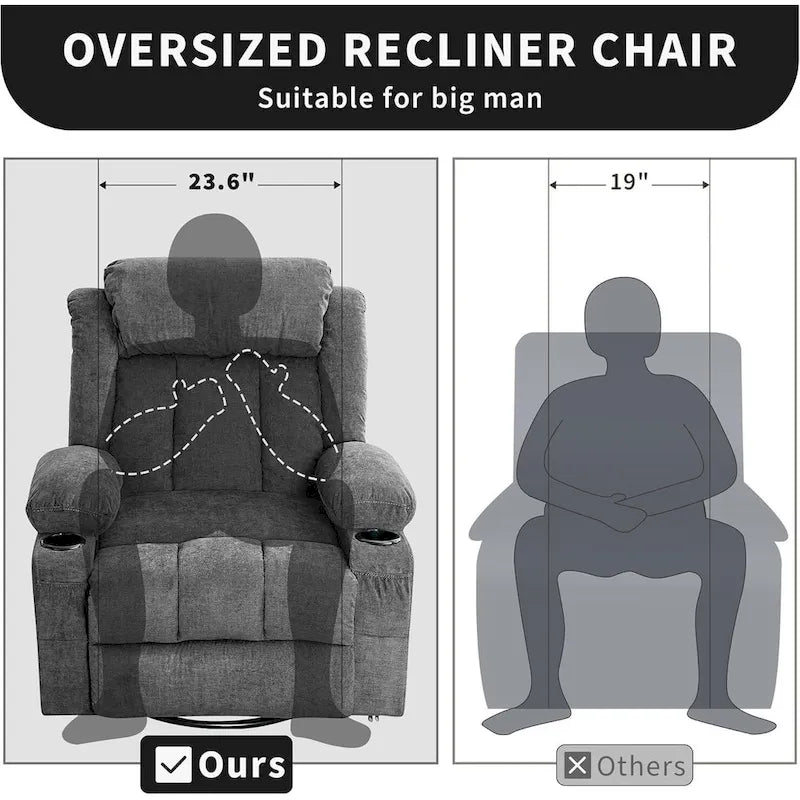 Recliner Chair, Rocking Chairs with Massage and Heat, Side Pockets and Cup Holder - image 9