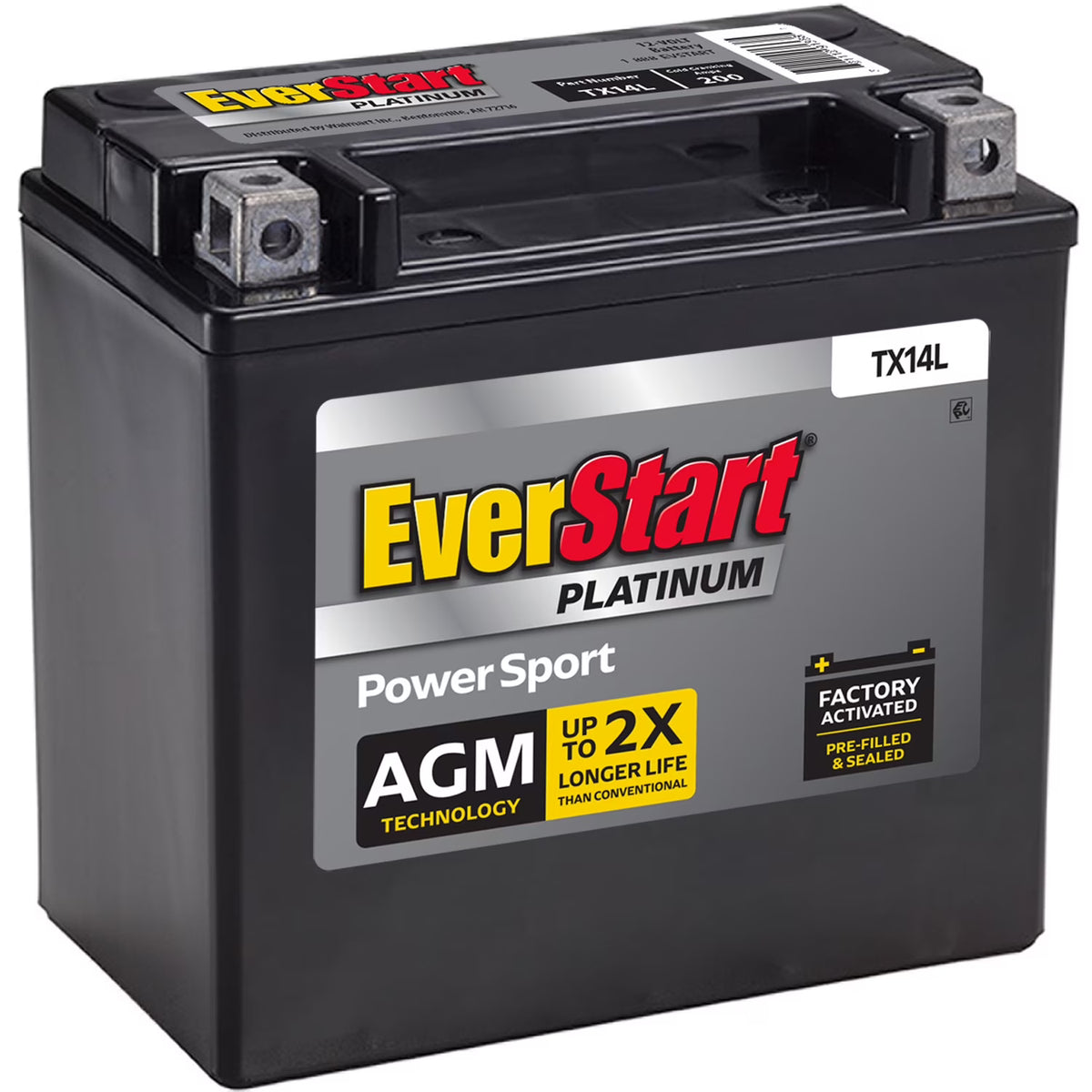 EverStart Platinum BOXED AGM Power Sport Battery, Group Size TX14L 12 Volt, 200 CCA - image 1